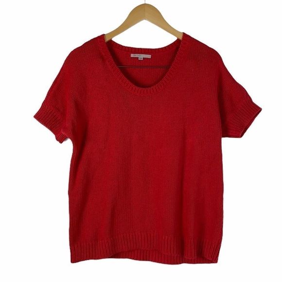 GAP Women Short Sleeve Red Knit Sweater Size M - Picture 1 of 8